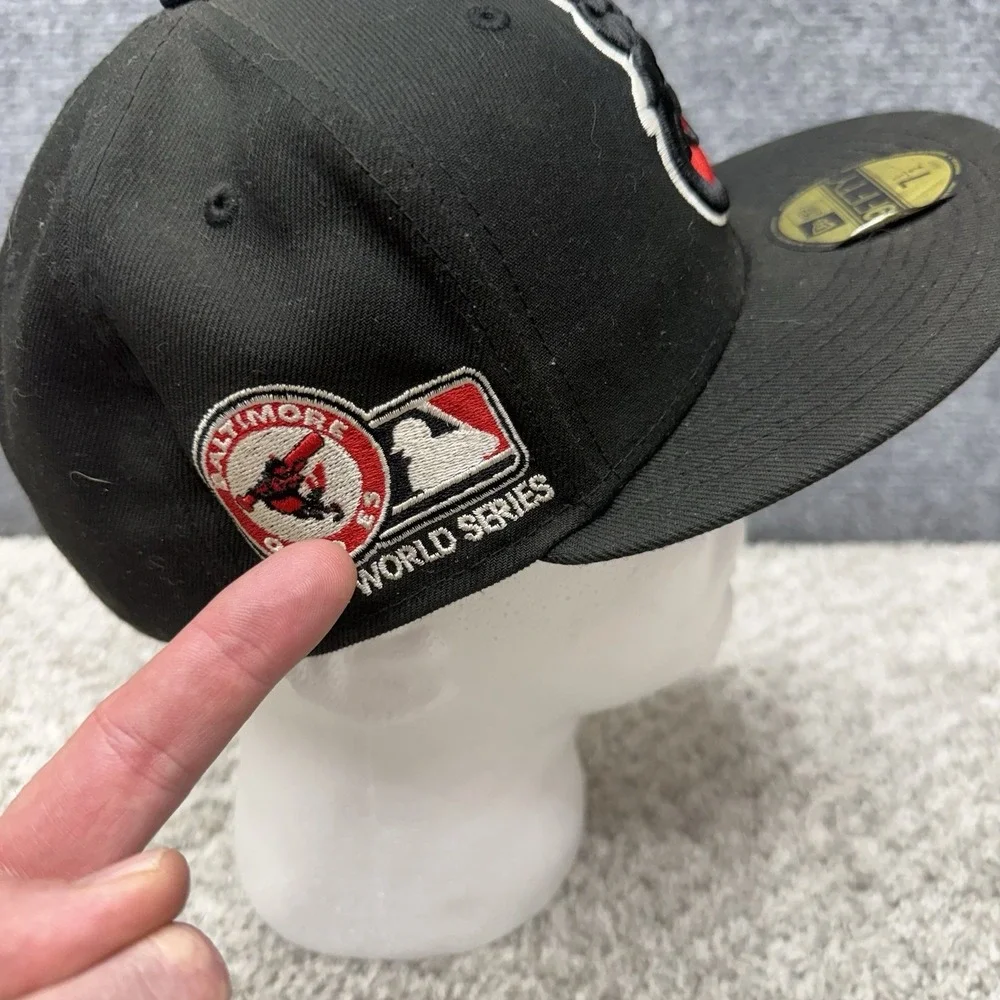 New Era Baltimore Orioles black fitted hat cap men's size 7.5‎ (misprint) DIRTY